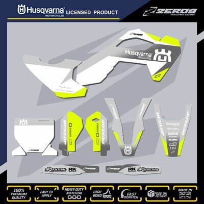 HUSQVARNA MOTOCROSS GRAPHICS KIT MX GRAPHICS DECALS TC50 TC65 FADE YEL/GRY/GRY