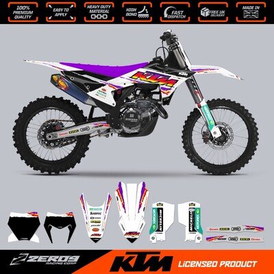 KTM MX Graphics Kit Motocross Graphics Decals SX SXF EXC EXCF 125-500 RETRO 95 W