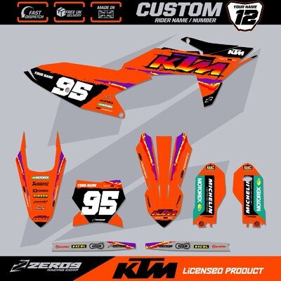 KTM SX 85 MOTOCROSS GRAPHICS CUSTOM MX GRAPHICS KIT DECALS STICKERS RETRO 95 ORA