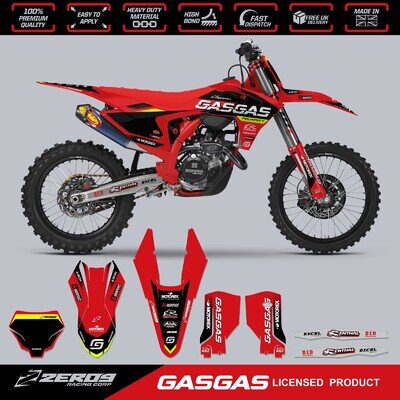 GASGAS MOTOCROSS GRAPHICS KIT MX GRAPHICS DECALS STICKERS MC MCF EC POWER RED/YL