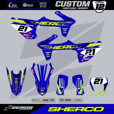 SHERCO SE SEF ENDURO MOTOCROSS GRAPHICS KIT CUSTOM MX GRAPHICS DECALS ZOOM BLUE