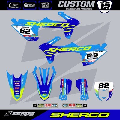 SHERCO SE SEF ENDURO MOTOCROSS GRAPHICS KIT CUSTOM MX GRAPHICS DECALS TECH BLU/O