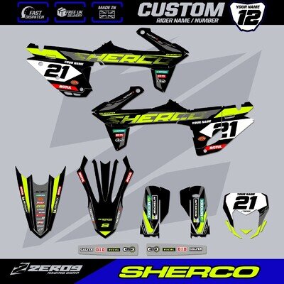 SHERCO SE SEF ENDURO MOTOCROSS GRAPHICS KIT CUSTOM MX GRAPHICS DECALS ZOOM BLACK