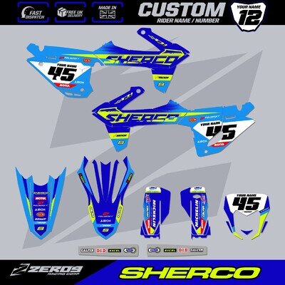 SHERCO SE SEF ENDURO MOTOCROSS GRAPHICS KIT CUSTOM MX GRAPHICS DECALS APEX BLU/O