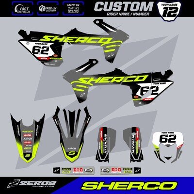 SHERCO SE SEF ENDURO MOTOCROSS GRAPHICS KIT CUSTOM MX GRAPHICS DECALS TECH BLK/G