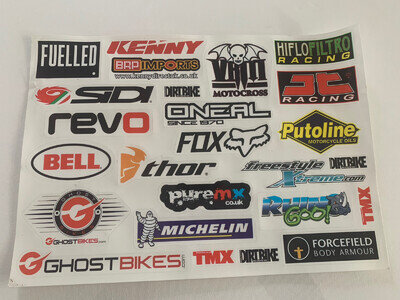 Motocross stickers decals graphics Sheet waterproof FOX ONEAL BELL SIDI THOR GB