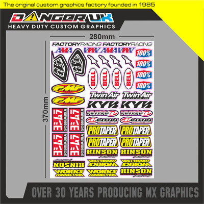 MOTOCROSS MX STICKERS DECALS GRAPHICS CUT SHEET VARIOUS LOGOS