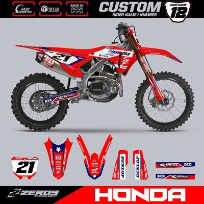 HONDA MOTOCROSS GRAPHICS KIT CUSTOM MX GRAPHICS DECALS STICKERS CR CRF STUX RED