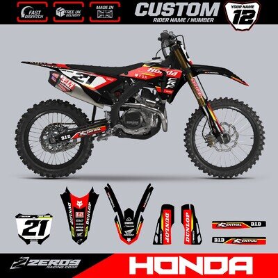 HONDA MOTOCROSS GRAPHICS KIT CUSTOM MX GRAPHICS DECALS STICKERS CR CRF STUX BLAC