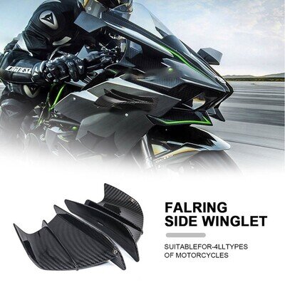 Carbon Fiber Plastic Side Winglets Air Deflector Wing Kit Spoiler For Motorcycle