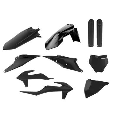 KTM Plastics Kit SX SXF XC XCF 2019 - 2021 All Black Motocross Polisport 91014