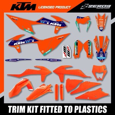 KTM MOTOCROSS MX GRAPHICS AND PLASTICS KIT EXC EXCF 2020-2023 PROG ORANGE