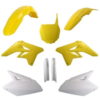 Suzuki Plastic Kit RMZ 250 2007 - 2009 OEM Yellow White Polisport Motocross
