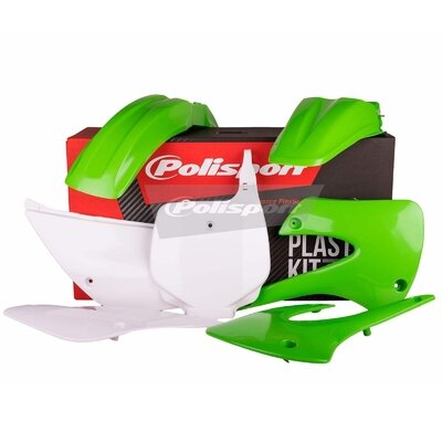 Kawasaki Plastic Kit KX 85 100 2001 - 2013 OEM Green White Polisport Motocross