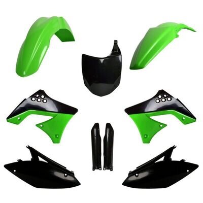 Kawasaki Plastic Kit KXF 250 2009 - 2012 OEM Green Black Polisport Motocross