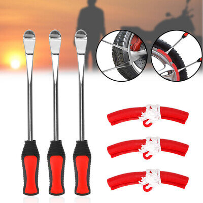 Motorcycle Bike Tire Lever Spoon Iron Tyre Changing Tool with Rim Protectors Kit