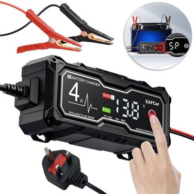 12V 4A Smart Motorbike Car Battery Charger Automatic Smart Trickle Motorcycle UK