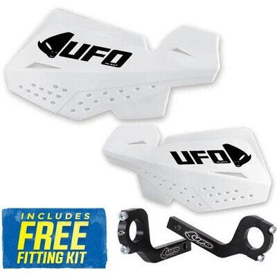 UFO Viper Handguards in White Universal Fit MX Enduro Hand Guards + Mounting Kit