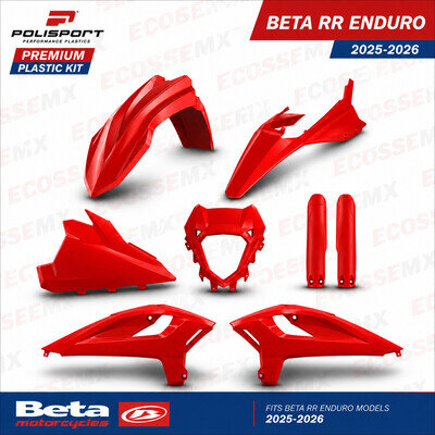 BETA RR125 RR200 RR250 RR300 POLISPORT PLASTIC KIT RED 2025-2026 FORK GUARDS