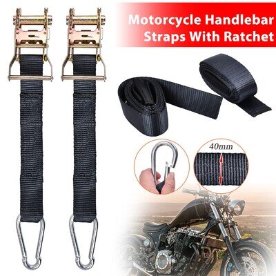 Motorcycle Handlebar Tiedown Ratchet Straps Transit Motorbike Motocross 1.5" Set