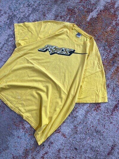 Fox Racing Diagonal Halftone Y2K 00's Vintage MX Motocross Yellow T-Shirt XXL