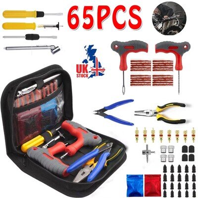 TYRE PUNCTURE REPAIR TOOL KIT MOTORCYCLE CAR VAN EMERGENCY TUBELESS TIRE PLUG UK