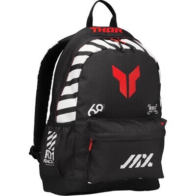 Thor Varsity Motorcycle Motorbike Motocross Luggage Backpack - Black / Coral