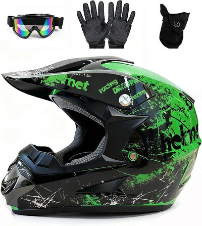 Motocross Helmet,Youth ATV Dirt Bike Motorcycle Helmet, Full-Face Off Road Motor