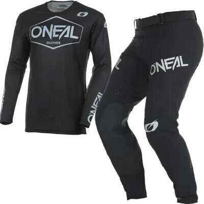 O'Neal Mayhem V.27 Solid Black Motocross Kit Jersey & Pants Combo Deal