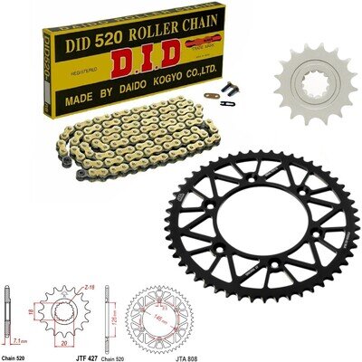 RM125 Chain and Sprocket Kit 520GB Gold Suzuki RM125 1996