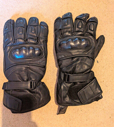 Premium Black Leather Motorcycle Gloves - Waterproof & Insulated Gauntlets