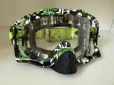 Oakley Crowbar MX Goggles One Icon Green Motocross Clear Lens VGC with Bag