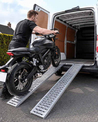 VonHaus Folding Van Loading Ramps 400kg Pair Steel Motorcycle Scooter