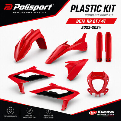 BETA RR125 RR200 RR250 RR300 POLISPORT OEM REPLICA PLASTIC KIT RED 2023-2024