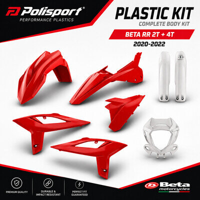 BETA RR125 RR200 RR250 RR300 POLISPORT OEM REPLICA PLASTIC KIT RED 2020-2022