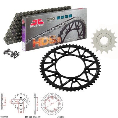 WR250 Chain and Sprocket Kit JT HDS Heavy Duty Yamaha WR250 1996