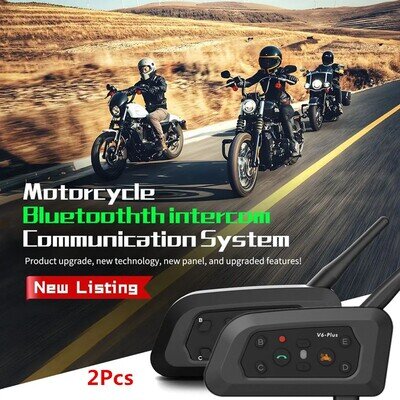2PCS Motorcycle Helmet Intercom Bluetooth Headset Wireless Waterproof MP3 Player