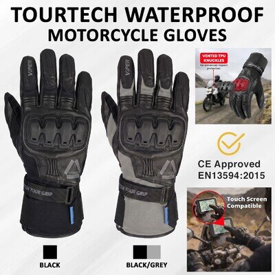 ViPER Tourtech CE Motorcycle Gloves Touchscreen Compatible Waterproof Bike Glove