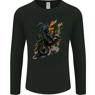 Motocross Art Dirt Bike MotoX Mens Long Sleeve T-Shirt