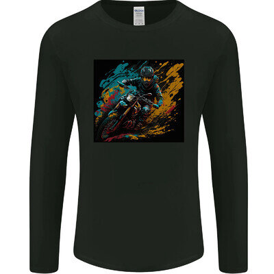 A Colourful Motocross Image MotoX Dirt Bike Motorsports Mens Long Sleeve T-Shirt