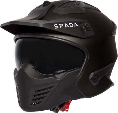 Spada Open Face Helmet - Storm 06 Motorcycle Motorbike Trials Style - Matt Black