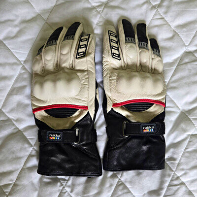 Rukka Apollo Motorcycle Gloves Gore-Tex Lined Waterproof Size 8 Black White Red