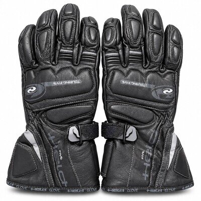 Held Touring Five Motorcycle Gloves Black Leather Touring Size 10 - XL RRP £70
