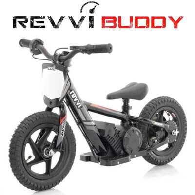 Black Revvi 12" Electric Balance Bike Kids Off Road Dirt Bike Motocross Kid Bike