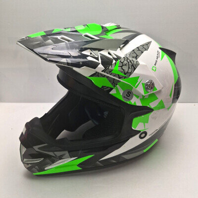 Motorcross Helmet Small Green White Black