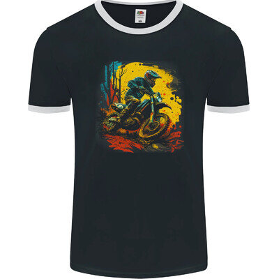 A Motocross Rider MotoX Dirt Bike Scrambler Mens Ringer T-Shirt FotL