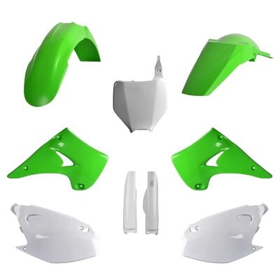 Polisport Kawasaki Plastic Kit KX 125 250 2004 2008 OEM Green White Motocross