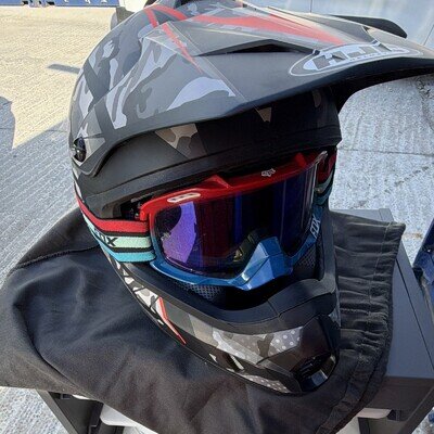 HJC CS-MX II Motocross Helmet XL Grey Camo Red + Fox Goggles MX Enduro
