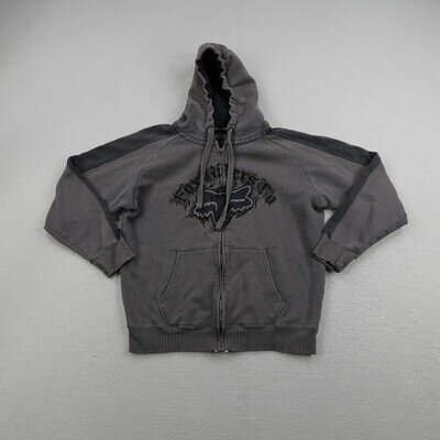 Fox Racing Hoodie Mens Large Gray Fox Riders Co Full Zip Sweatshirt Motocross