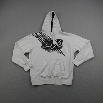 Fox Racing Hoodie Mens Large White Pullover Sweatshirt Motocross BMX Dirtbike